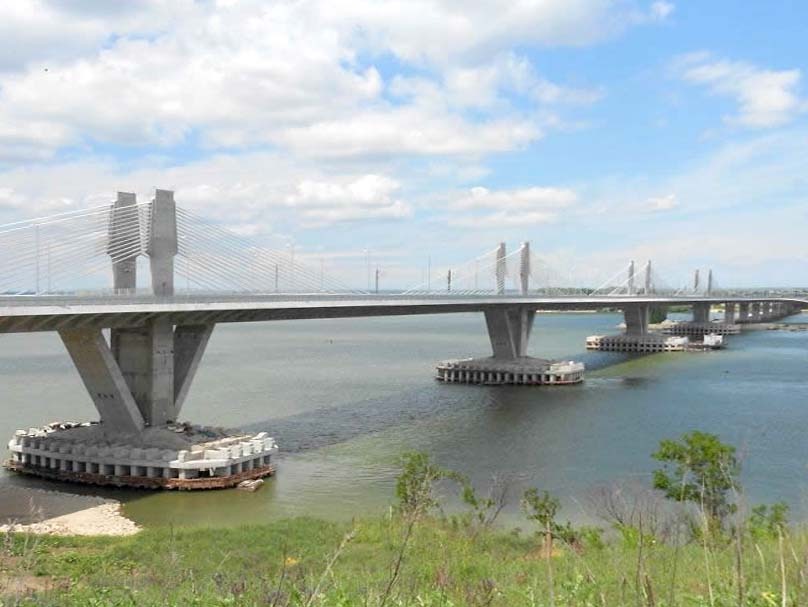Ansicht der Schrägseilbrücke