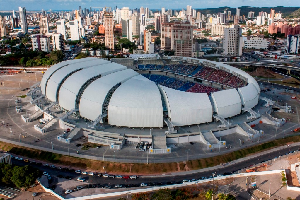 Estádio Arena das Dunas, em Natal, Brasil.