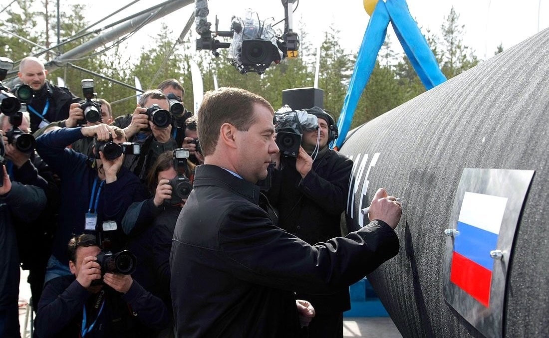 Ceremony marking the start of construction of the Nord Stream gas pipeline’s underwater section.