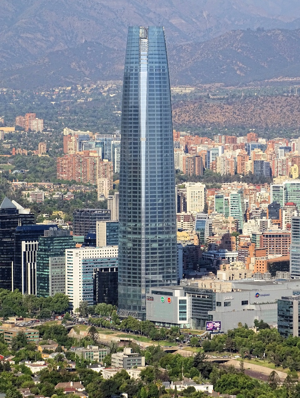 The Gran Torre Santiago seen from San Cristóbal Hill.