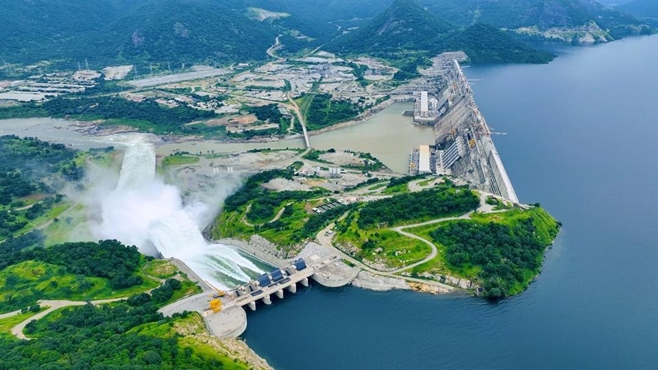 Grand Ethiopian Renaissance Dam aerial view