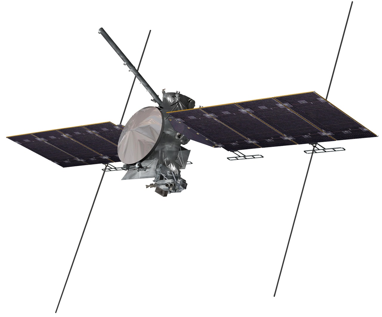 Transparent background version of the Europa Clipper spacecraft rendering, per the official JPL website.