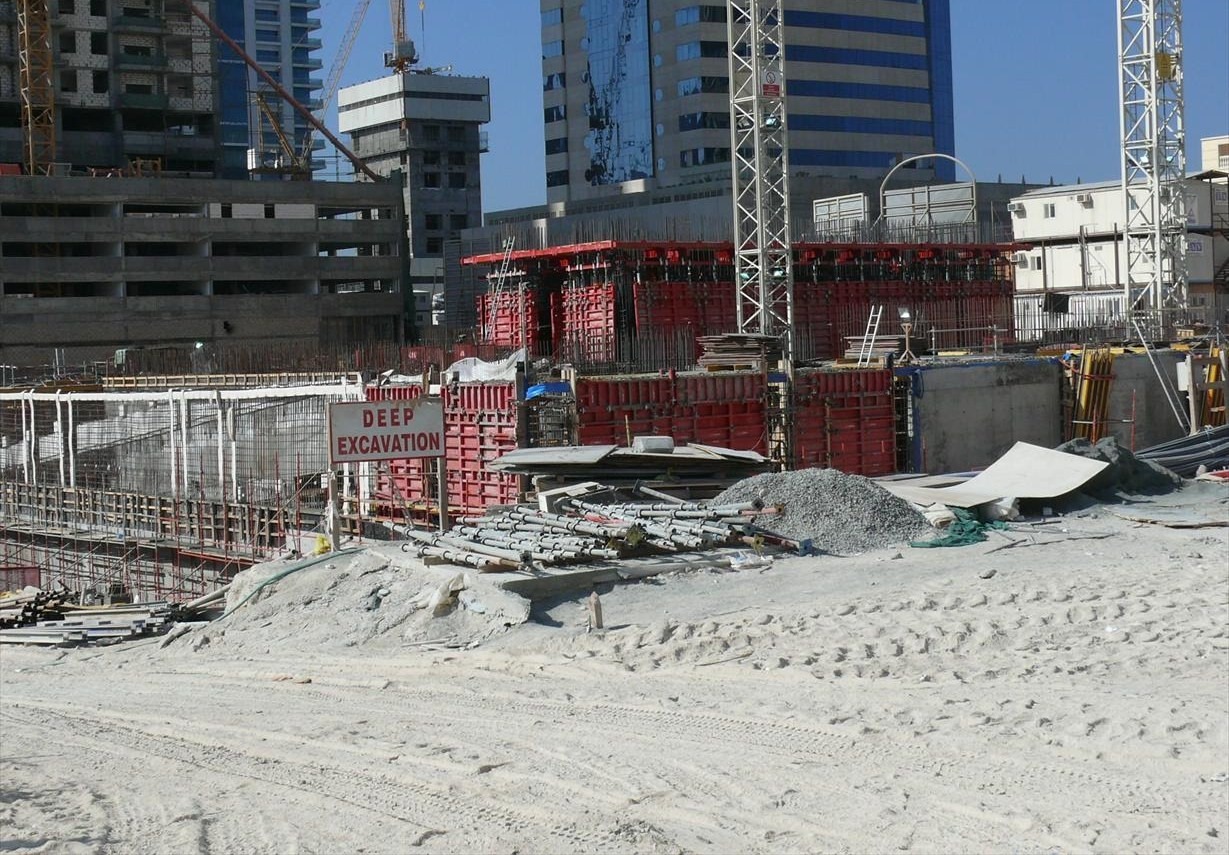 This is a photo showing the construction of Sulafa Tower, located in Dubai Marina in Dubai, United Arab Emirates, on 20 December 2007.