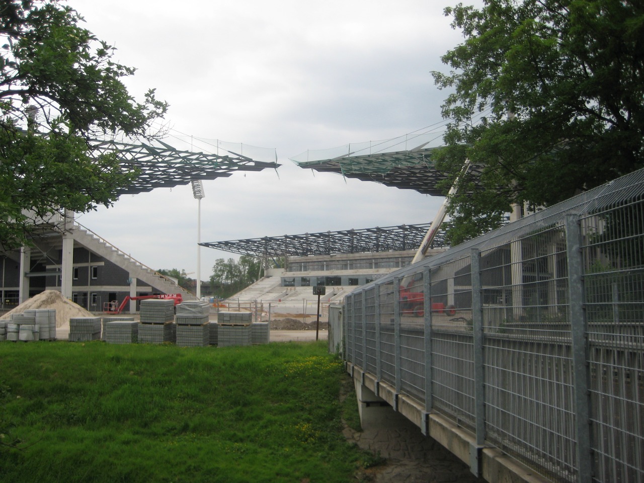 The guest entrance of the Stadium Essen in the construction phase of the stadium construction