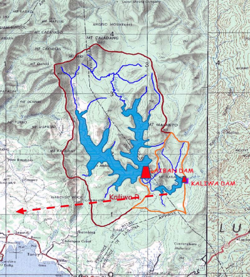 Toppgraphic Map of Laiban and Kaliwa Dam Watershed.
