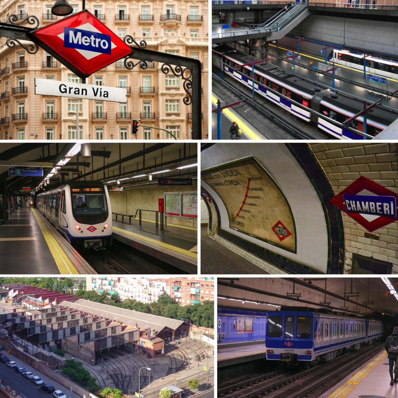 Montage of various images of the Madrid metro