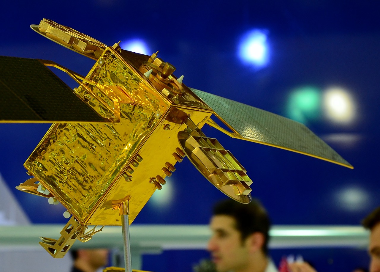 Earth observation satellite Türksat 6A (model) by Turkish Aerospace Industries at IDEF 2015