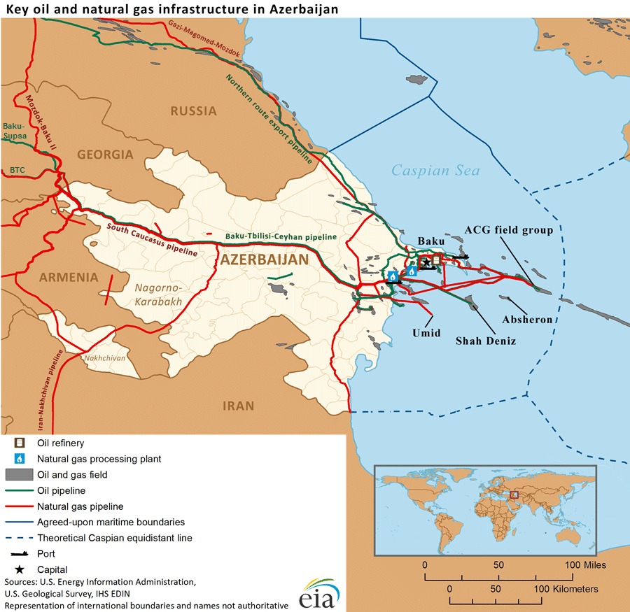 Key oil and natural gas infrastructure in Azerbaijan