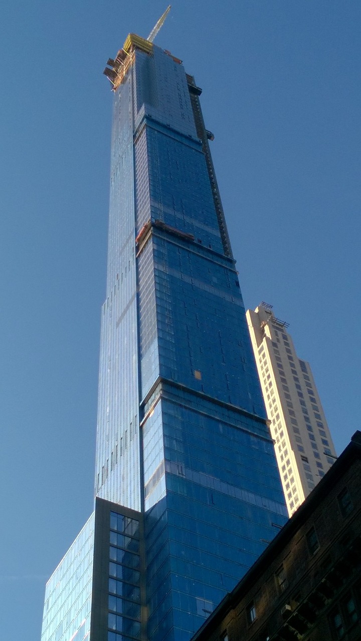 Central Park Tower under construction in NYC looking northwest from 57th Street on September 20, 2019.