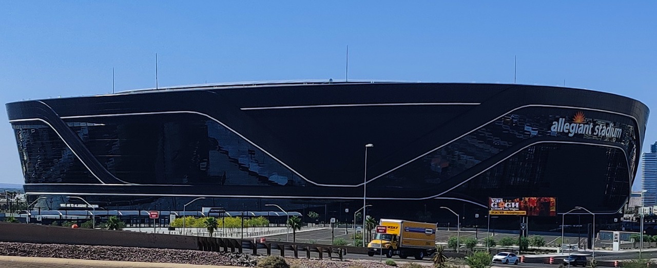 Exterior of Allegiant Stadium in May 2021.