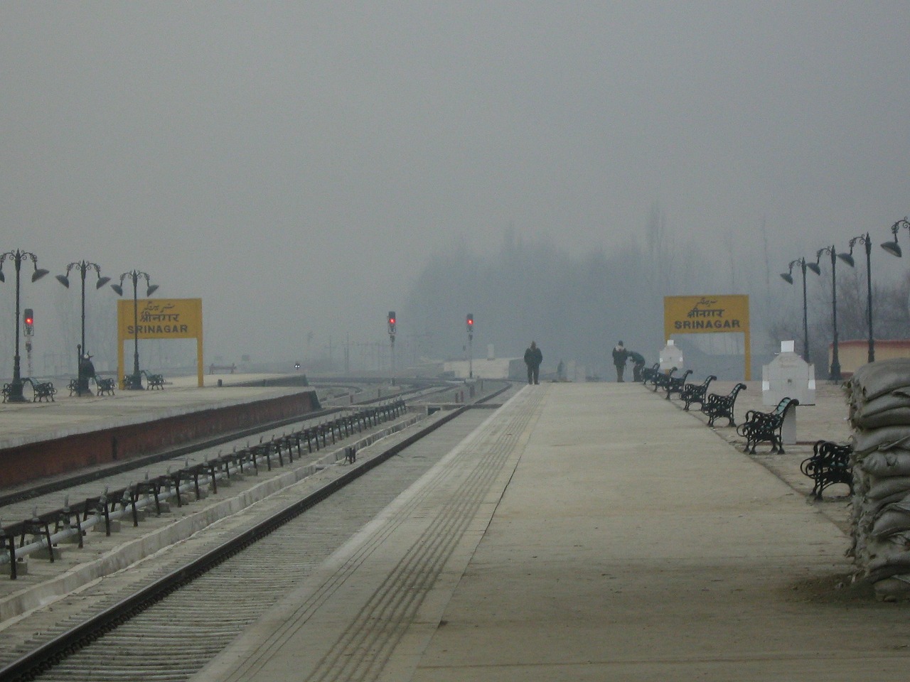 Srinagar Railway Station on a snowy morning