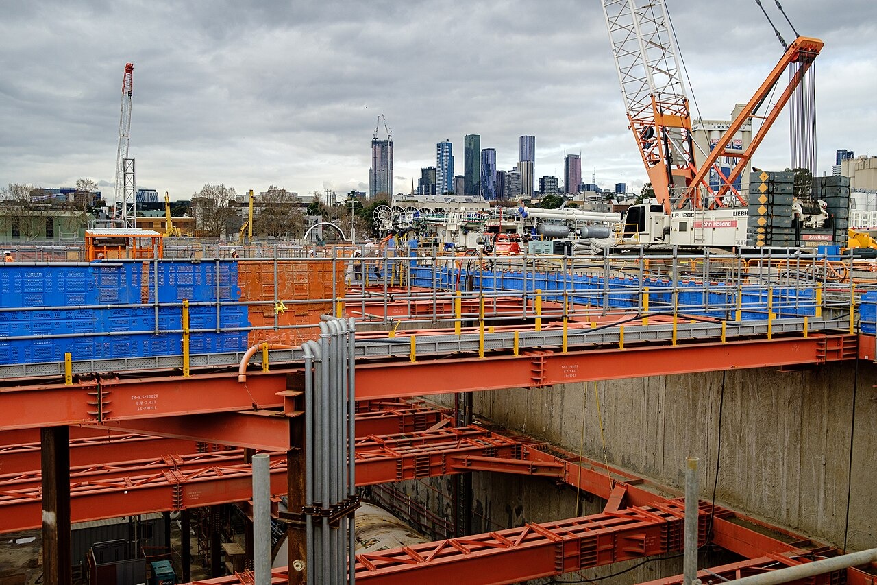 Photo of construction site of North Melbourne station as part of a community tour day on August 4 2019.