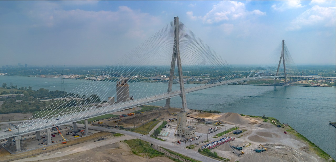 Gordie Howe International Bridge in Detroit, Michigan days before its opening