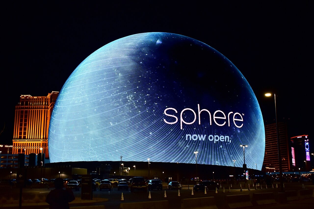 The exosphere on the Sphere in Paradise, Nevada, on January 26, 2024, during a U2 concert