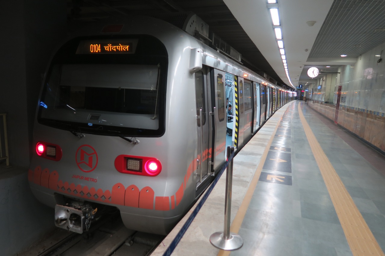 Jaipur Metro Pink line at Chandpole station.