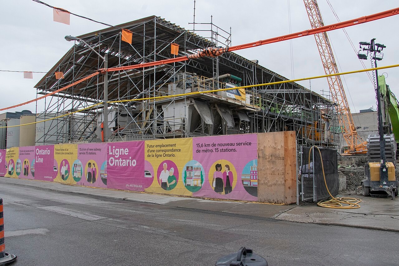 Construction for the Ontario Line at the site of Pape Station
