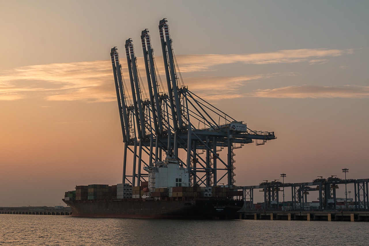 London Gateway Container Terminal at Sunset