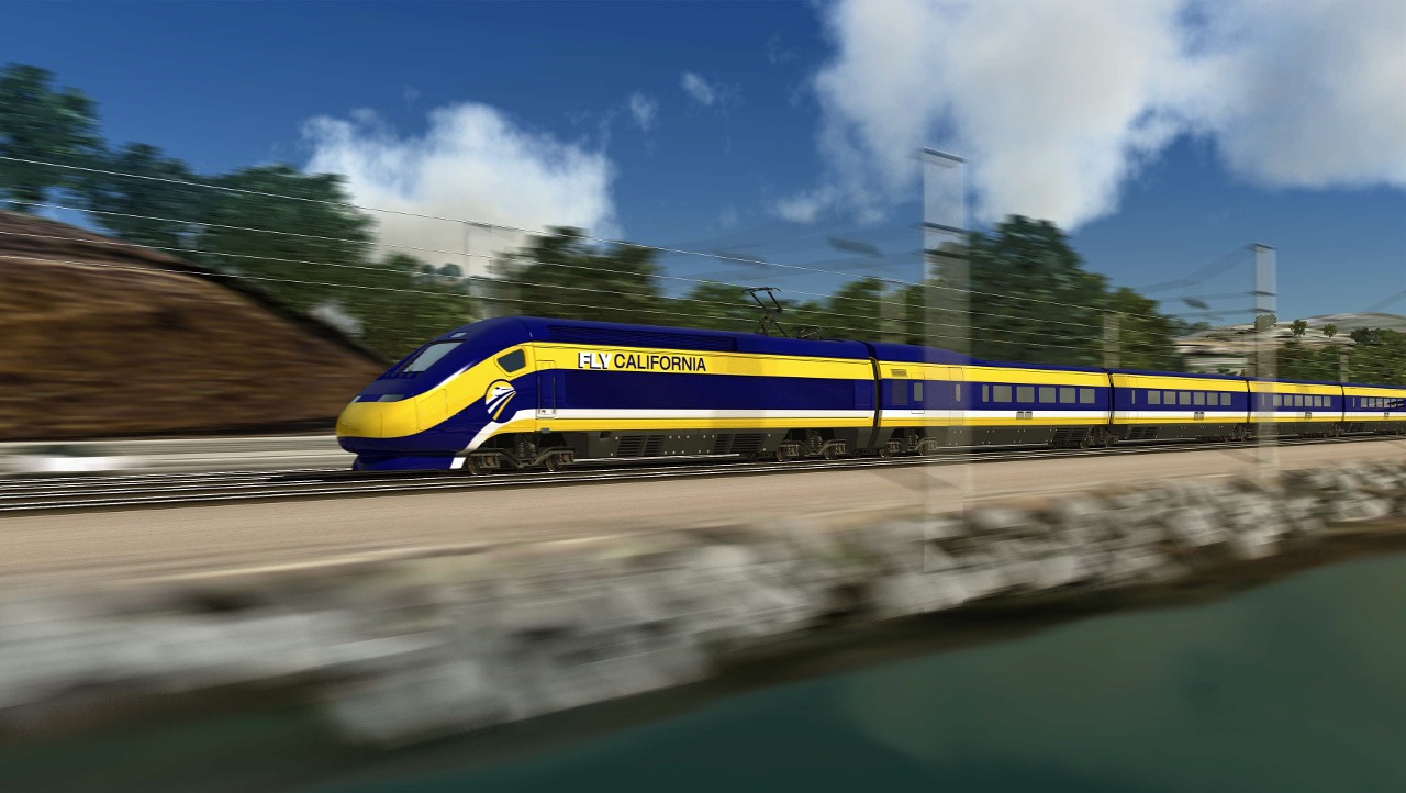 Computer-generated image of the proposed high-speed trains for use in California.