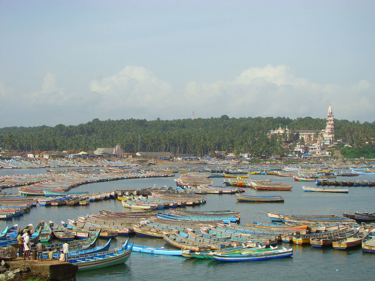 A natural harbor in Vizhinjam, India.