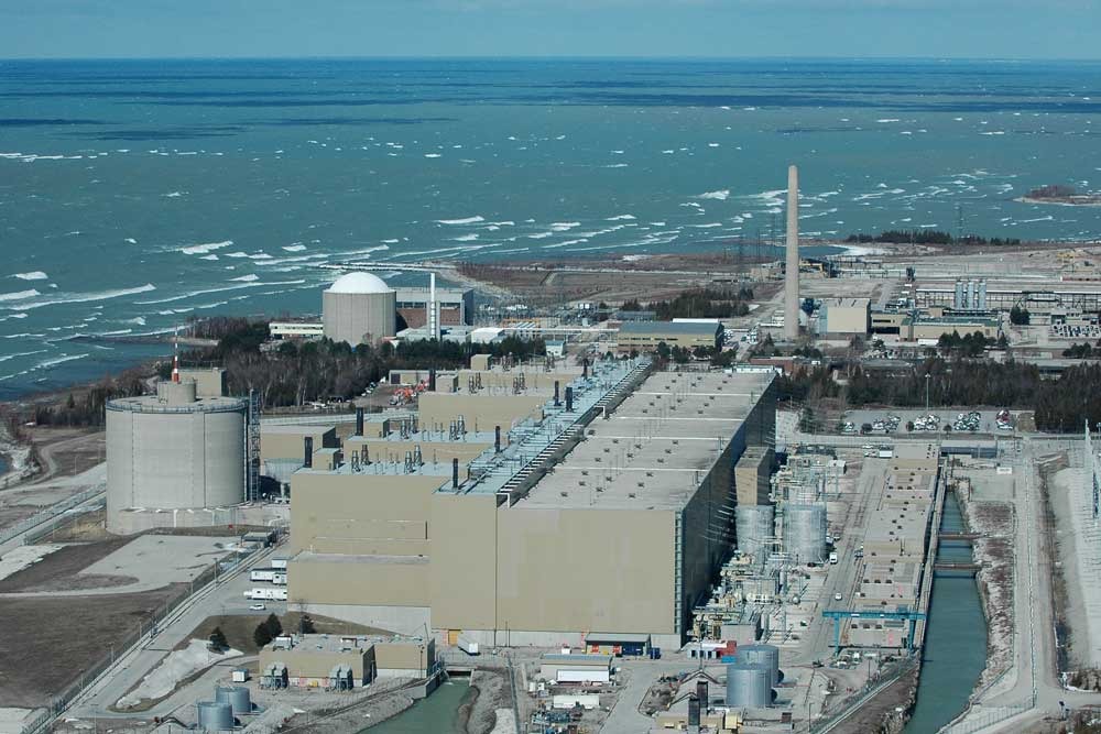 Aerial photo of the Bruce Nuclear Generating Station near Kincardine Ontario. Photo by Chuck Szmurlo taken March 15, 2006 with a Nikon D70 and a Nikon 70-200 f2.8 lens.