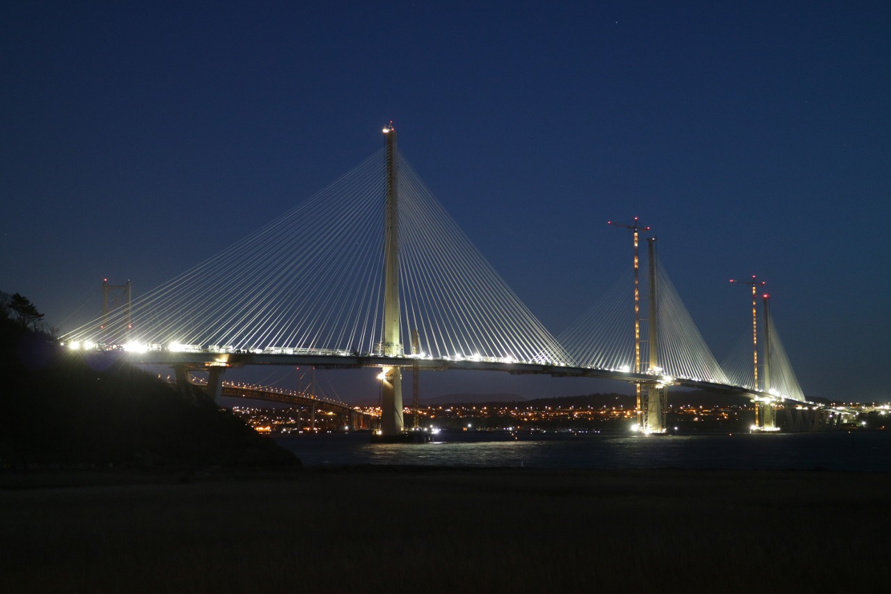 Queensferry Crossing by night.