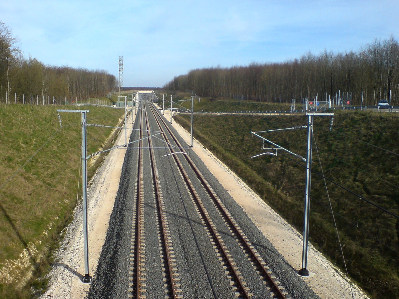 The LGV Est high-speed railway line at track kilometer 217, near Gare Meuse